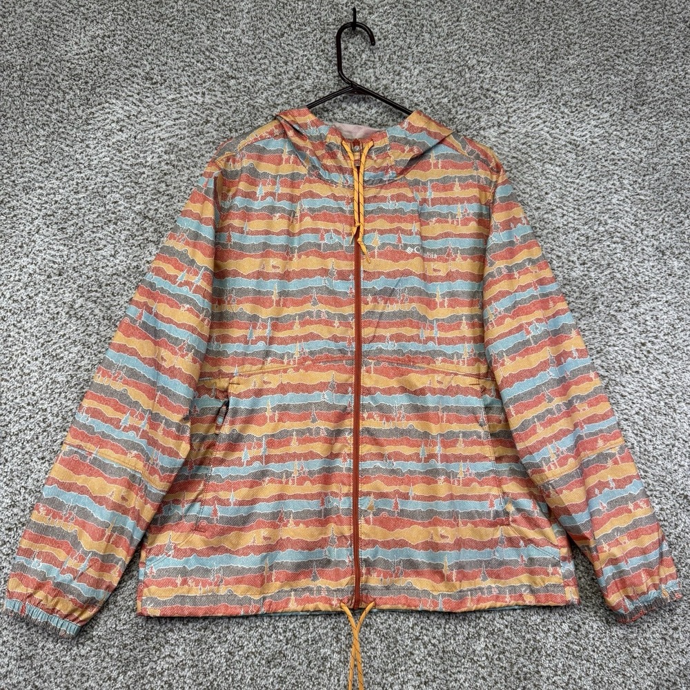 Columbia Flash Forward Windbreaker Jacket Women's Size XL Forest Landscape Print
